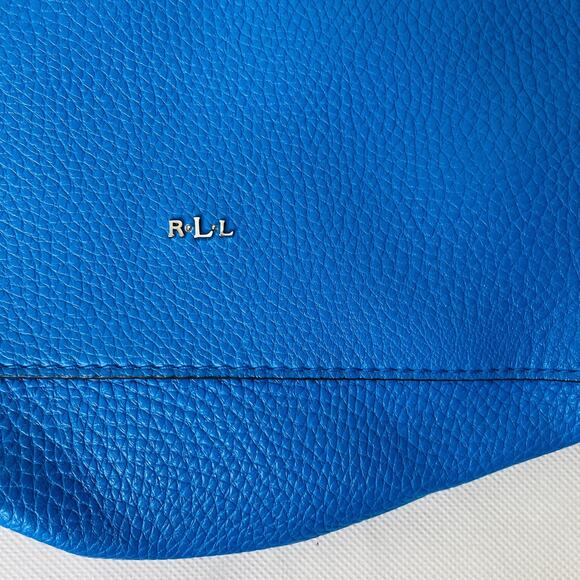 Ralph Lauren Women's Blue Pebbled Leather Tote Bag - Large - Picture 8 of 9